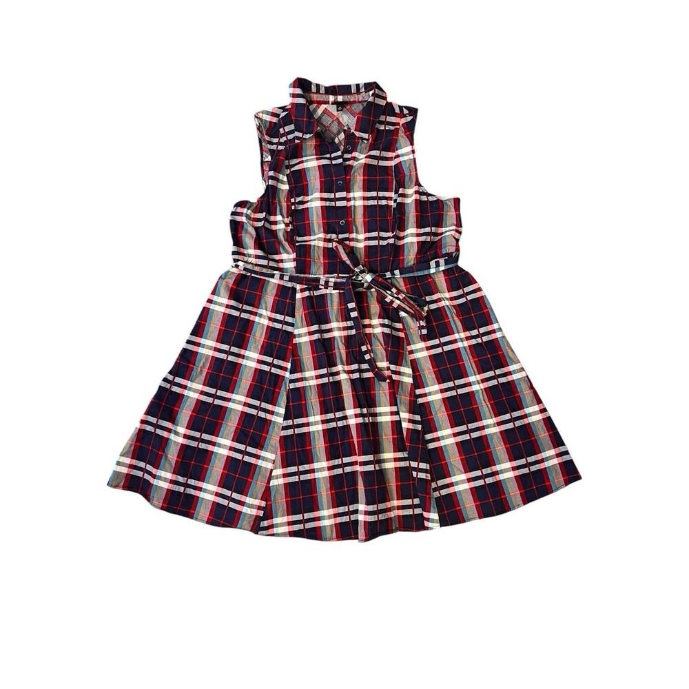 Torrid Poplin Plaid Collared Shirt‎ Dress SIZE 3 Pretty Red White And Blue Plaid